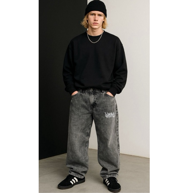 Calça baggy balão de botão estonada chronic larga streetwear