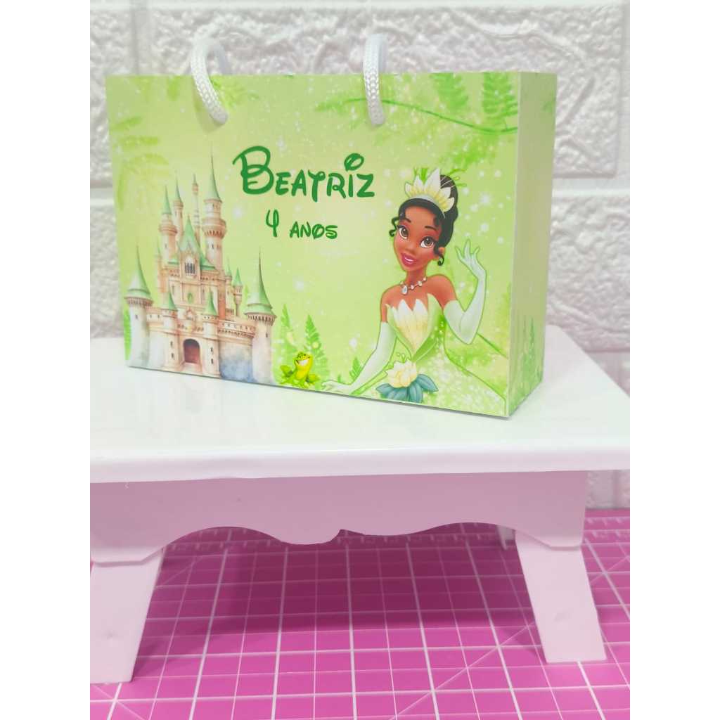 Sacola Personalizada Princesa Tiana - A Princesa e o Sapo - Tamanho P - Lembrancinha de aniversário - Enfeite de Festa
