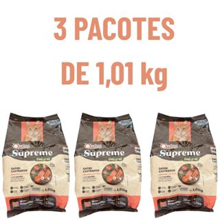 Kit Ração 1kg  1, 2, 3 Pacotes Ração Quatree Supreme Para Gatos Castrados Salmão e batata doce em Oferta na Shopee