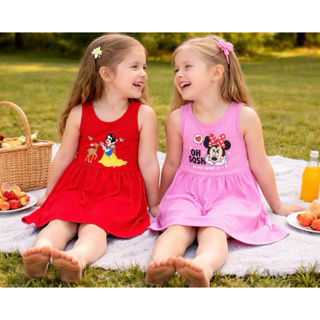 kit 2 Peças de  Vestidos Personagem Infantil Roupa de Menina Verão Algodão Feminino Tam 2 ao 10.Ref 1025 em Oferta na Shopee