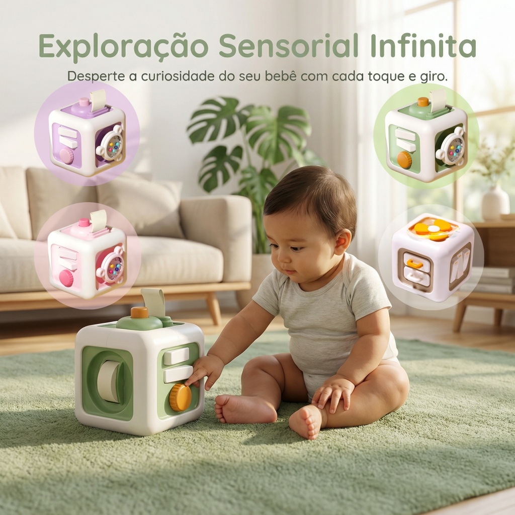 Brinquedos De Menino 6 Em 1 Cubo Montessori Sensory Busy Board Habilidades Prática Brinquedos Para Crianças De 2 Anos