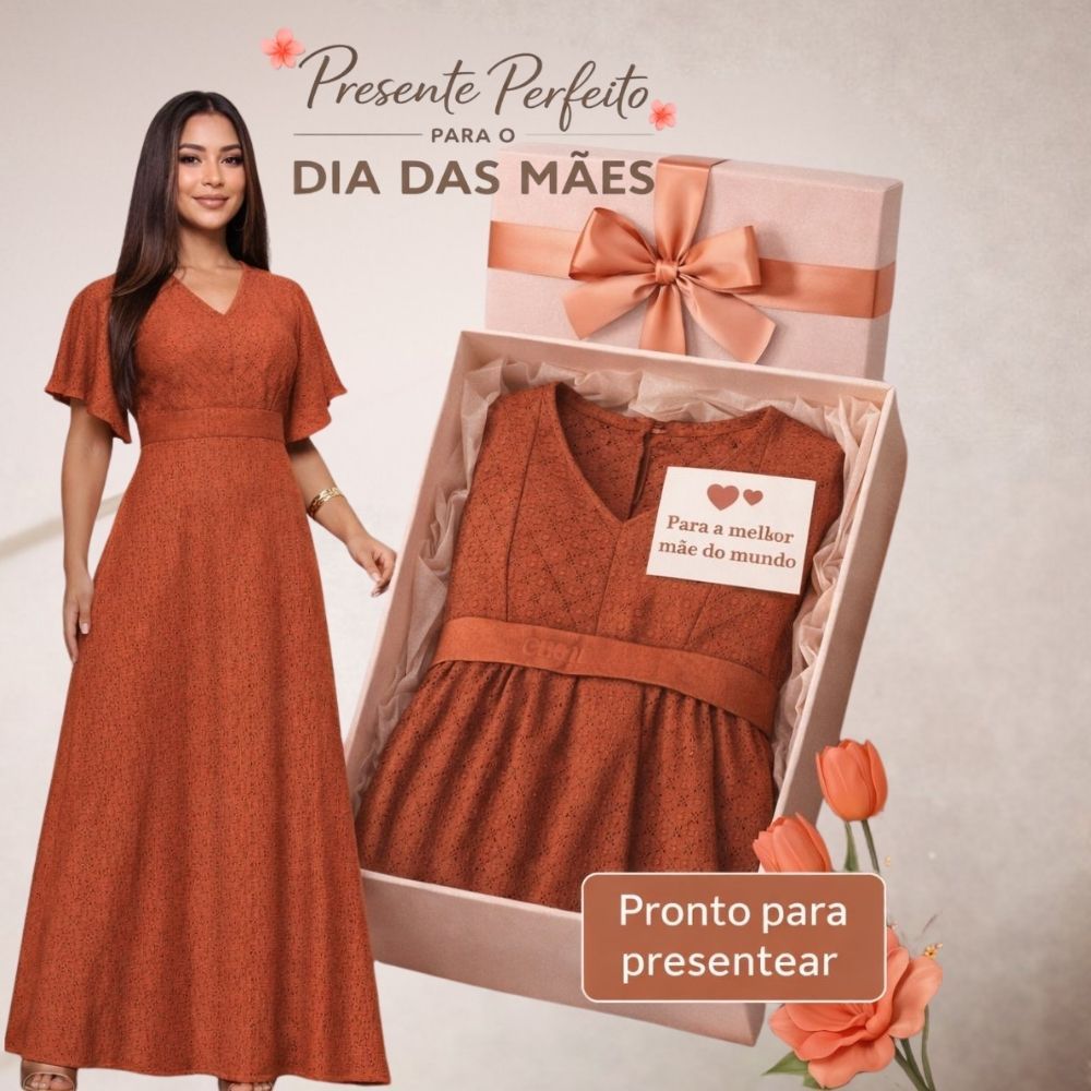 Vestido Longo Elegante Dia das Mães Moda Evangélica Confortável Presente Para Mãe em Oferta na Shopee