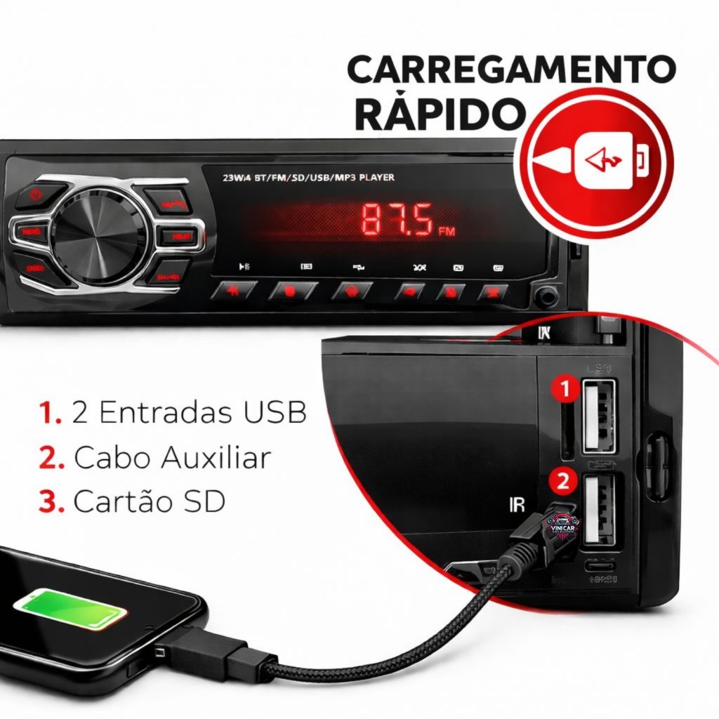 Radio Automotivo First Option Bluetooth Som Carro Usb Pen Dr