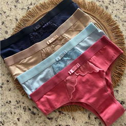 Kit Calcinha de Algodão com Detalhe em Renda Conforto Moda Íntima Feminina