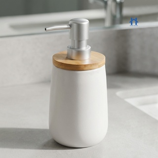 Frasco Porta Sabonete Liquido 500ml Cerâmica com Madeira Válvula Prata para Banheiro em Oferta na Shopee