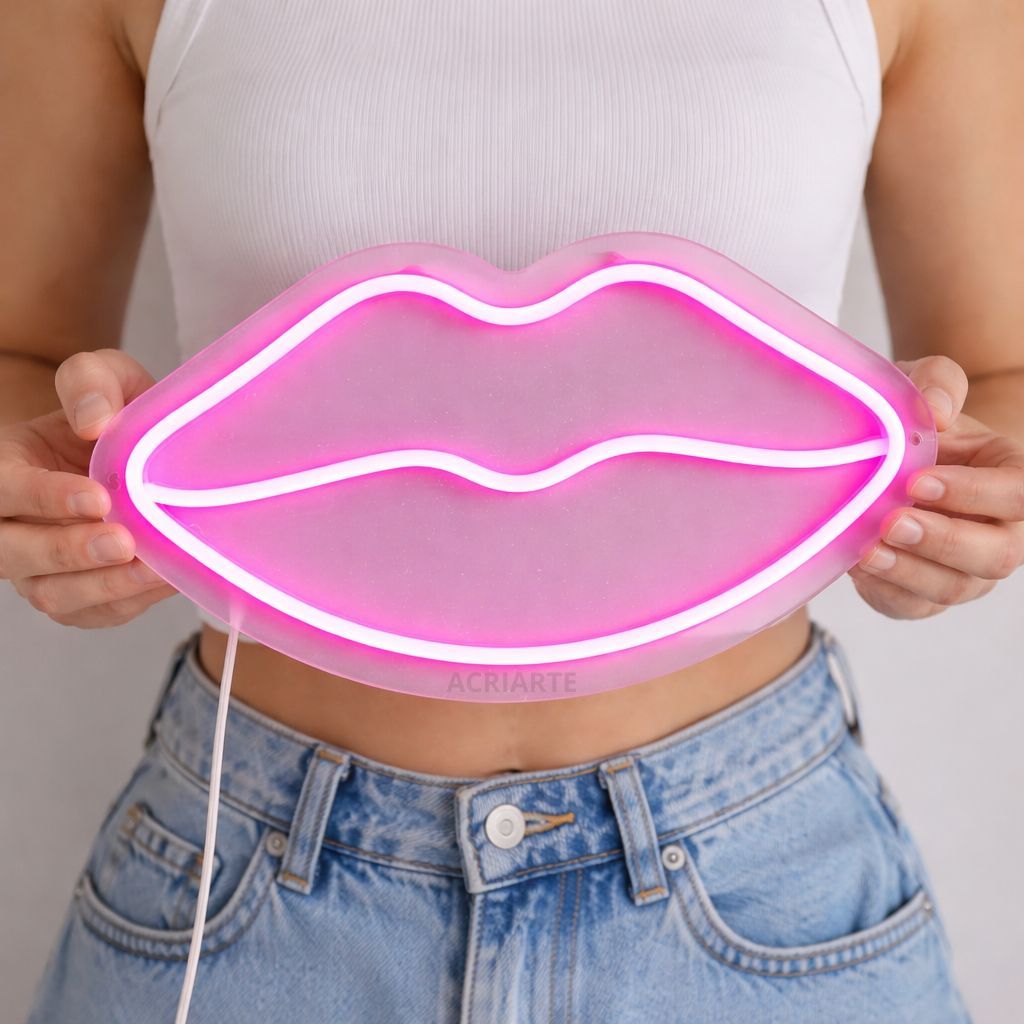 Luminária Boca ROSA Neon – Luz Decorativa