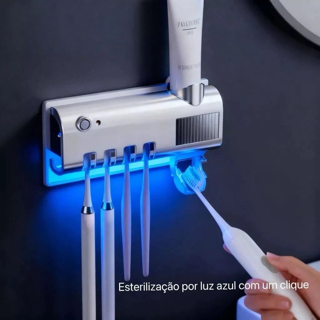 Porta Escova Dentes Com Esterilizador Uv Aplicador Pasta de Dente Suporte Dispenser Escova em Oferta na Shopee
