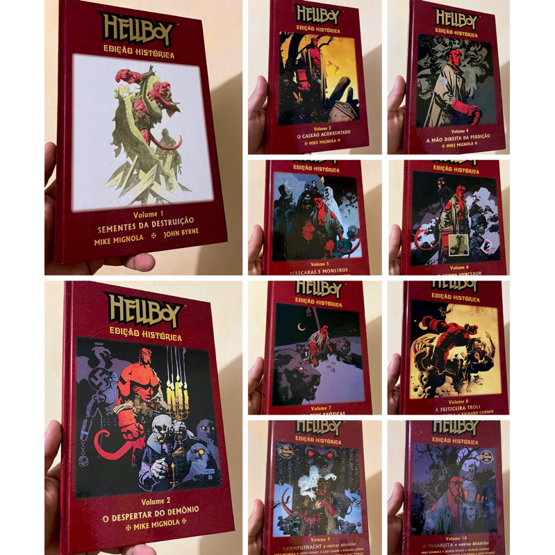 Hellboy edição histórica 1 ao 10, volumes 9 e 10 ainda lacrados.