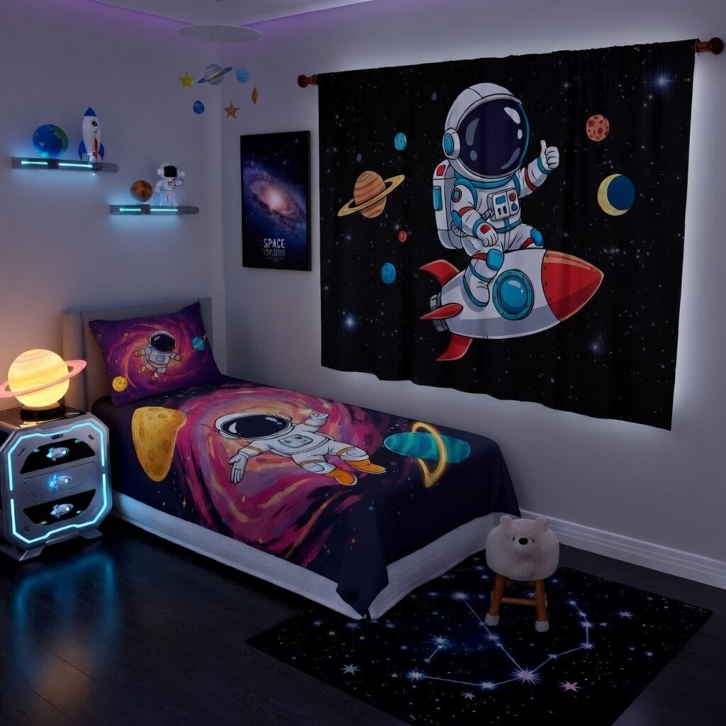 Kit Cobre Leito + Fronha + Cortina Quarto Completo Infantil Menino Lançamento Vários Temas Bibi Oferta