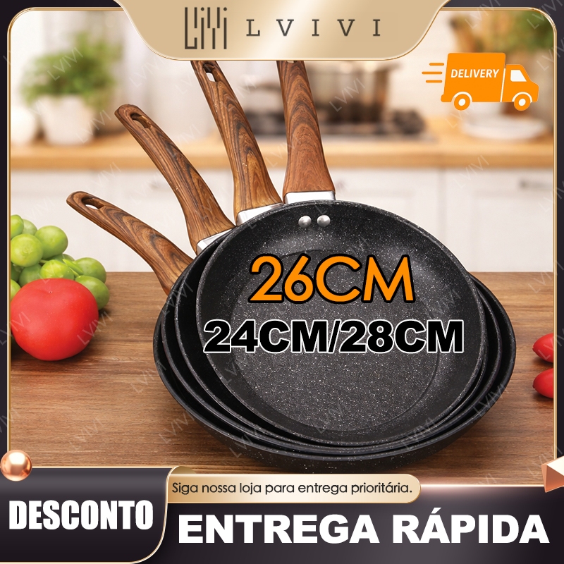 Imagem 26cm/24cm/28cm Frigideira Antiaderente Fácil de Limpar Revestimento Premium Compatível com Fogão de Indução e Gás
