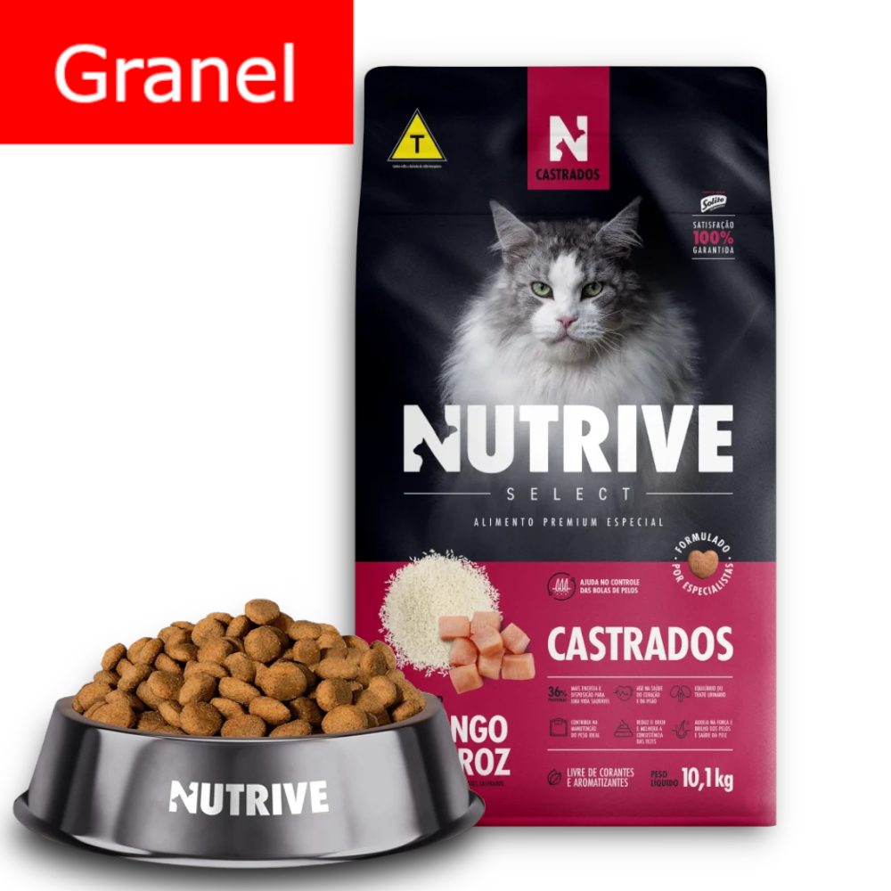 Ração a granel Nutrive Select Gatos Castrados Sabor Frango e Arroz Ração granel para gatos Nutrive …