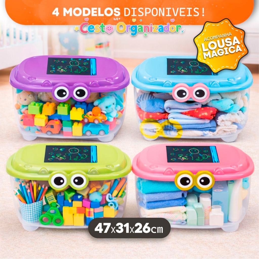 Caixa Organizadora Infantil Organizador Brinquedos Escola Resistente em Oferta na Shopee
