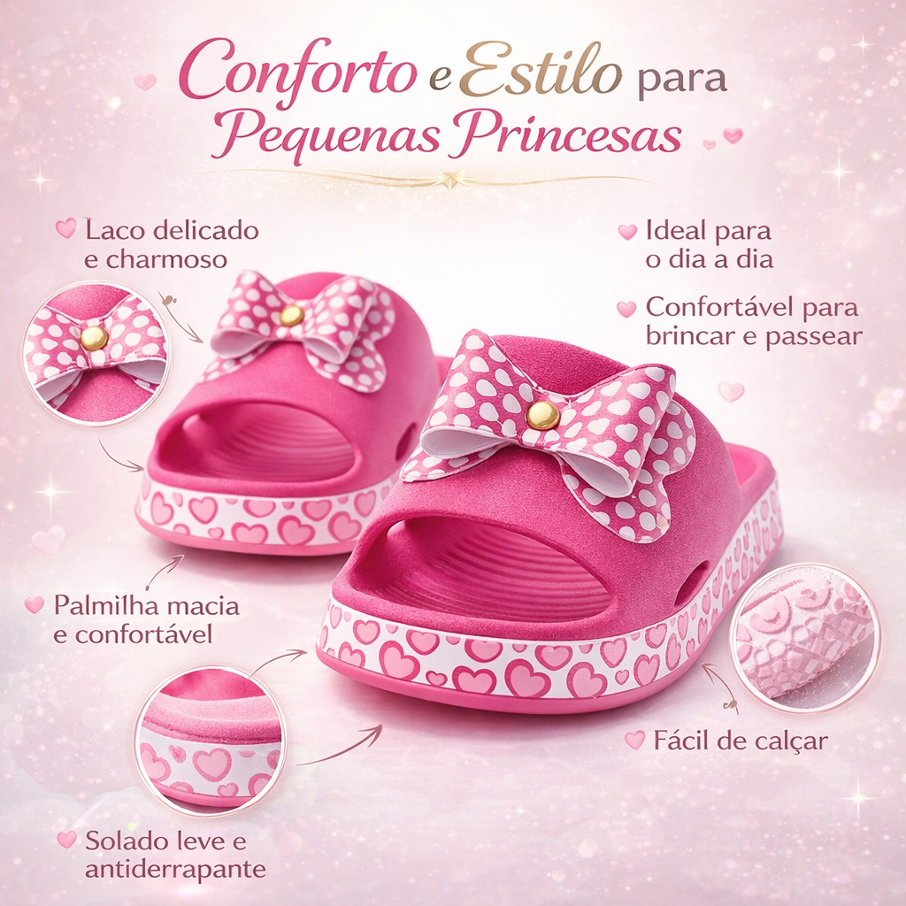 Sandália Infantil Feminina Laço Confortável Antiderrapante Dia a Dia