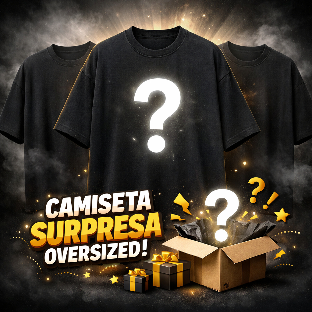 Camiseta Surpresa Oversized Estampada Moda Streetwear Masculina e Feminina Algodão Tamanhos P ao GG