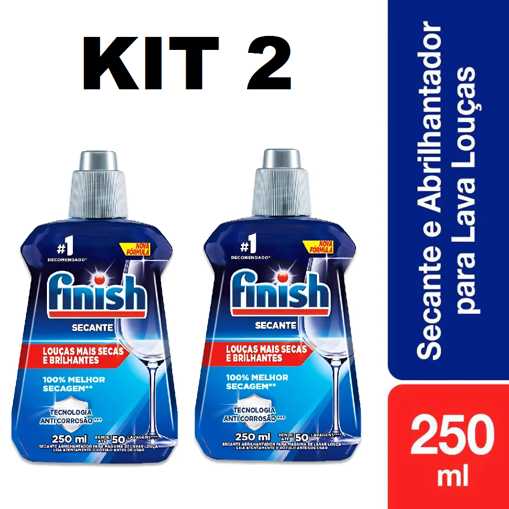 Kit 2 Secante para Lava Louças Finish Abrilhantador 250ml