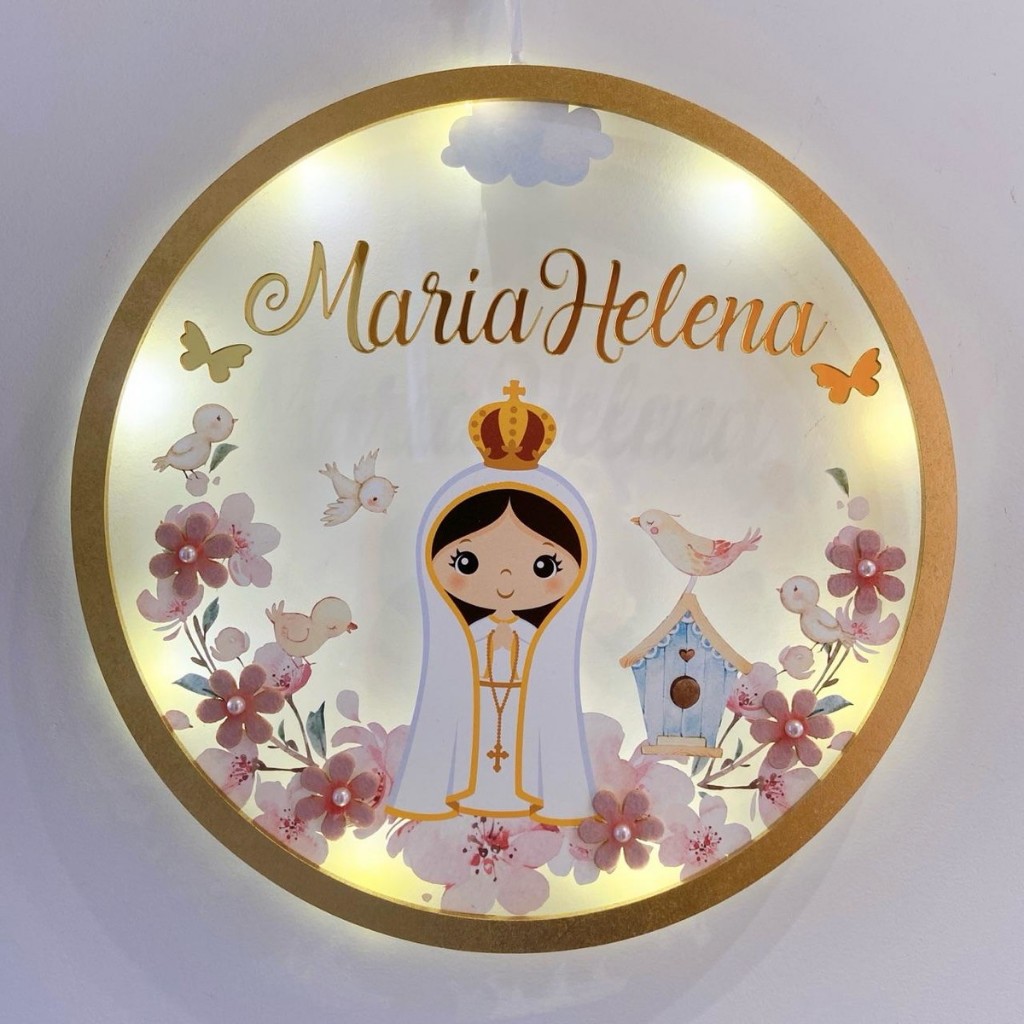 Porta Maternidade Nossa Senhora de Fatima Acrílico e Led