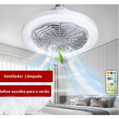 Ventilador Lâmpada De Teto Ajustável Luz 30W Led Baixo Ruído Controle Remoto Incluído