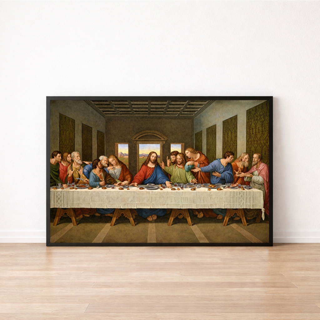 Quadro Decorativo A Última Ceia Jesus Apóstolos Pintura MDF