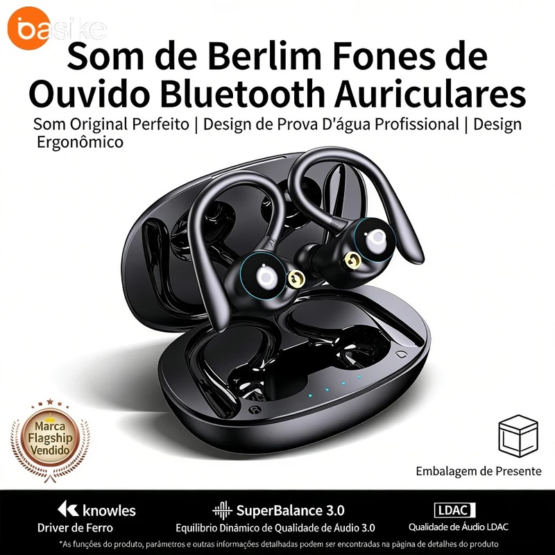 Fone de Ouvido Bluetooth Sem Fio Basike com Microfone e Som Estéreo — foto 5
