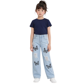 Calça wide leg infantil com escritas estampada juvenil em Oferta na Shopee