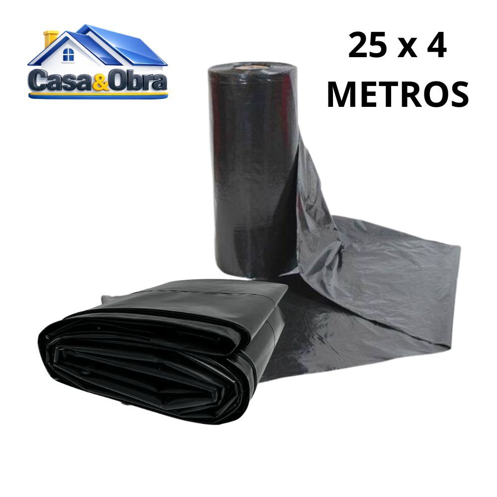 Lona Plástica Preta 25 x 4 Metros Material de Qualidade, Para Proteção, Forragem Etc.