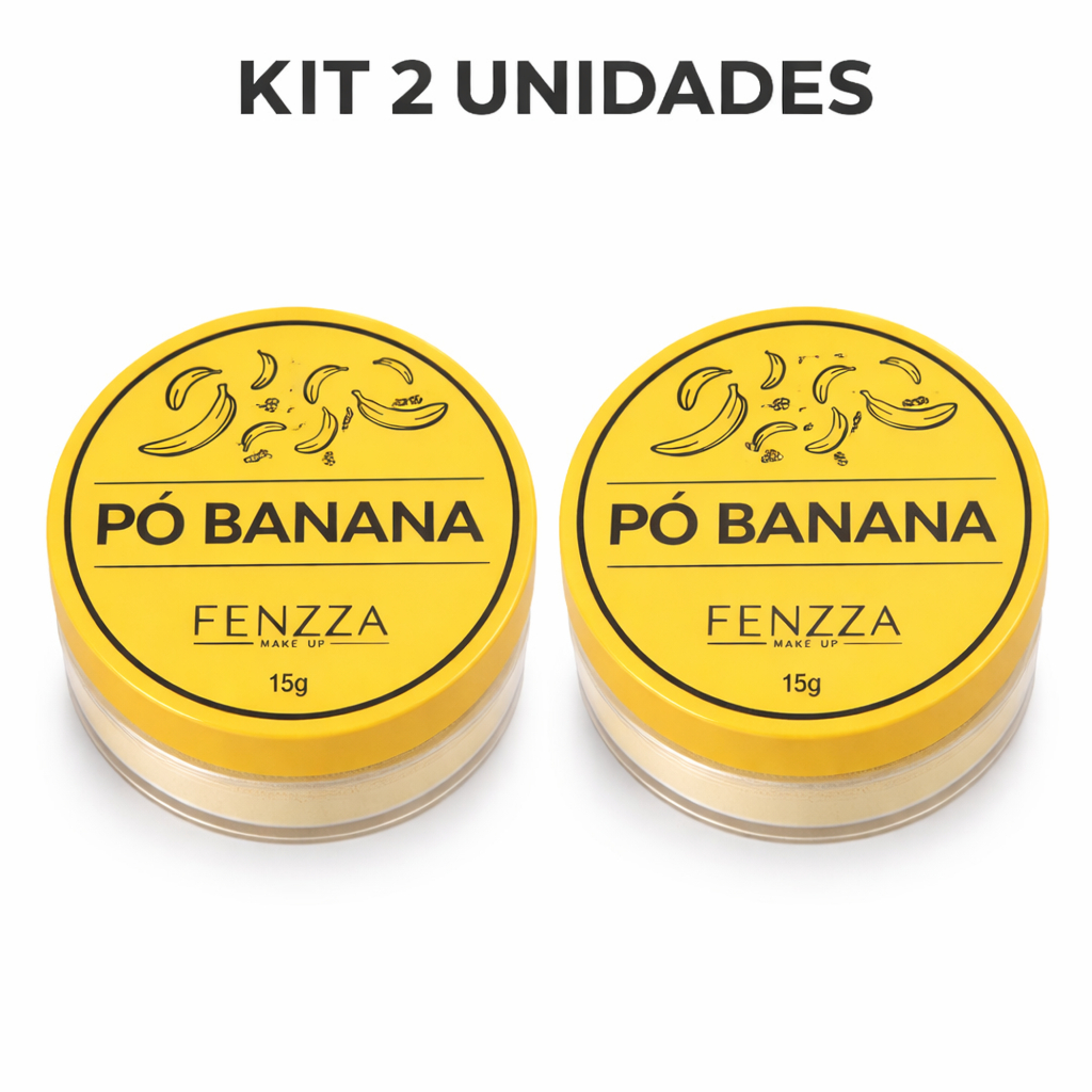 Kit 2 unidades Pó Banana Facial Fenzza 15g Solto – Efeito Matte, Sela a Maquiagem e Controla Oleosidade