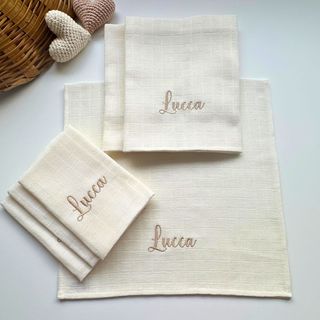 Fraldinha de Boca e Ombro para Bebê Personalizado com Nome Bordado  Kit com 6 Pecas