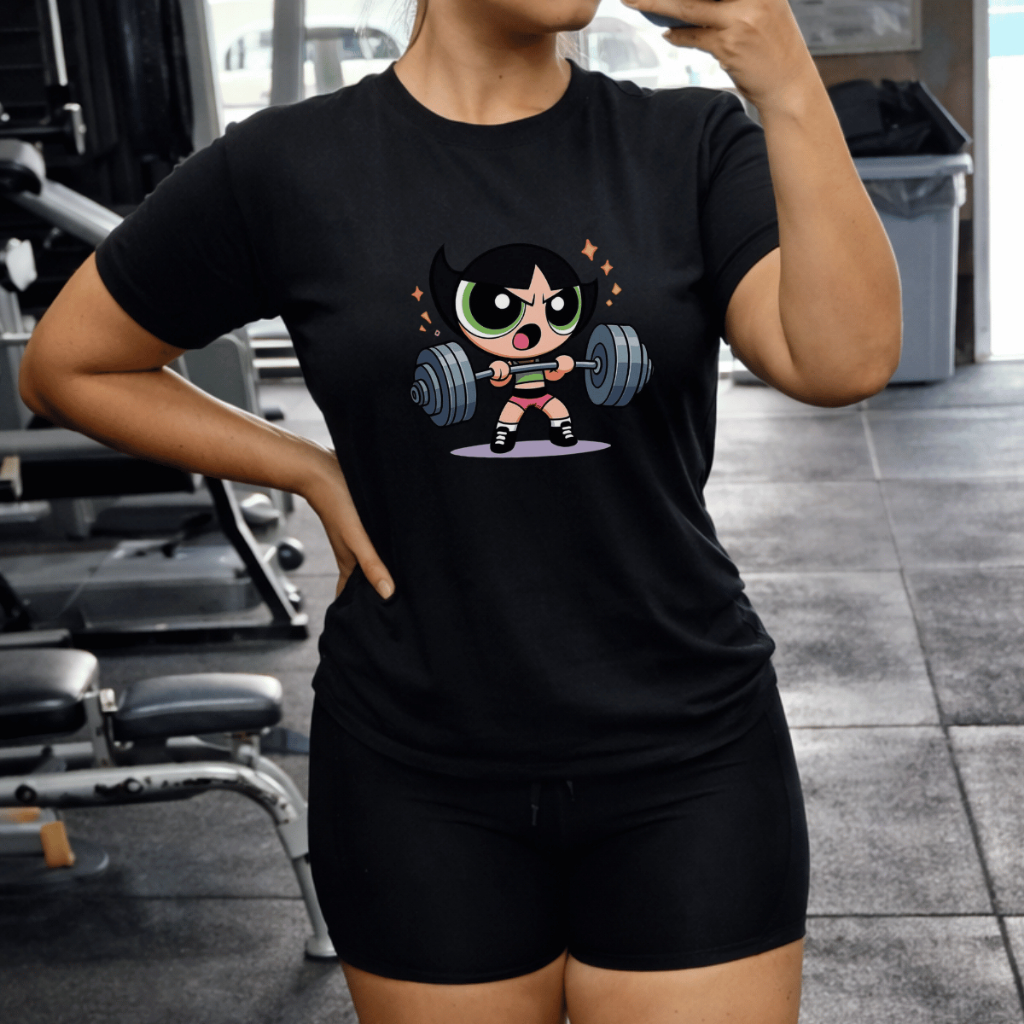 Camiseta Plus Size Feminina Estampada Docinho Super Poderosas Academia 100% Algodão Camisa em Oferta na Shopee