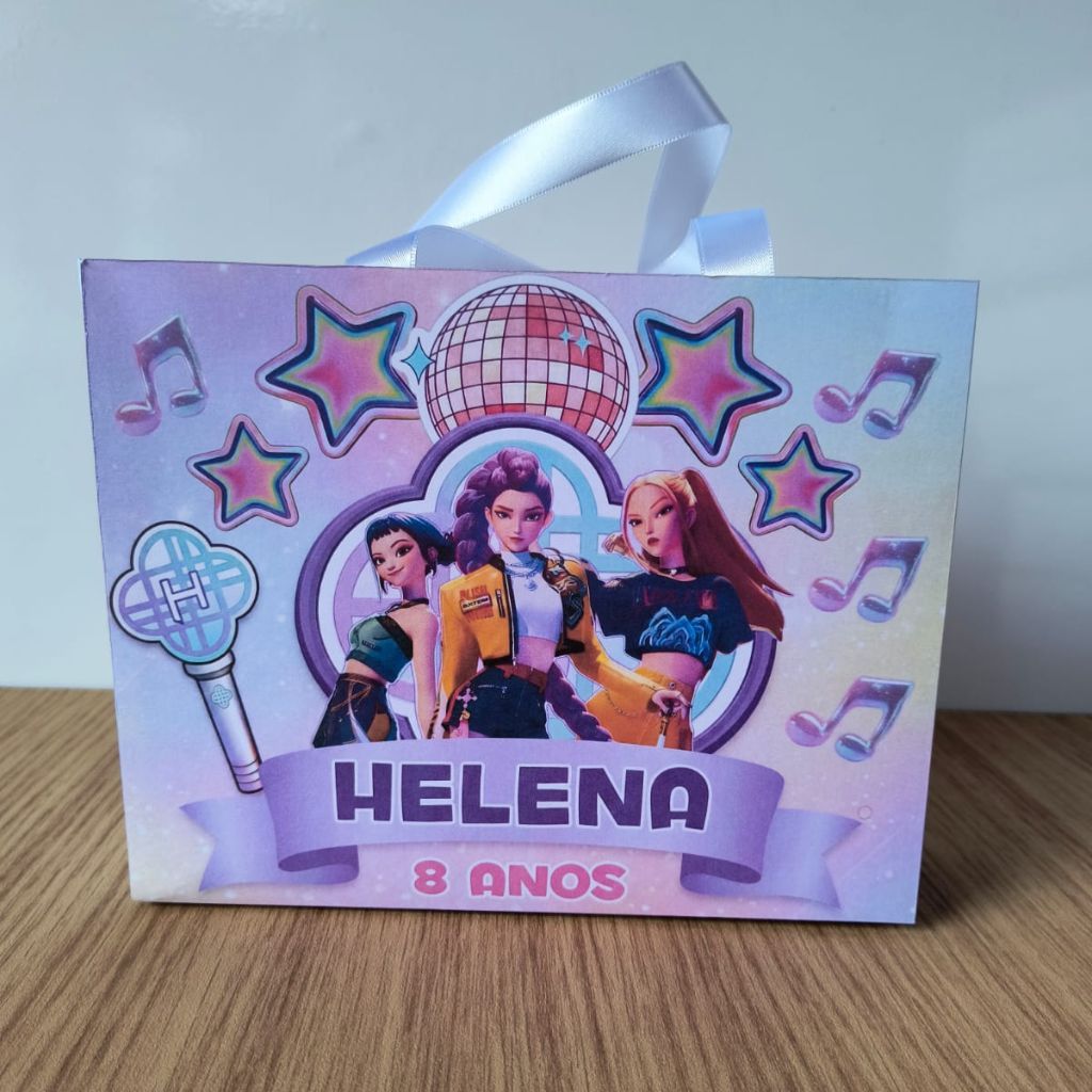 Sacolinhas Personalizadas Guerreiras do KPOP – Lembrancinha Infantil com Nome | Pegue e Monte Festa