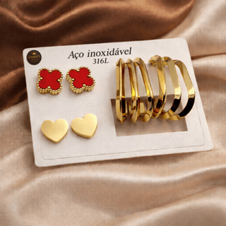 Brincos Mais Vendidos Aço Inox 316 Argola Grossa Trevo Feminino Antialérgico Dourado Prata Tendência em Oferta na Shopee