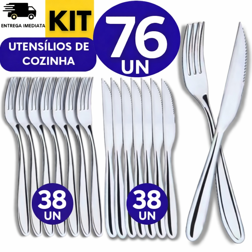 Kit Profissional 76 Talheres Inox – Restaurante e Eventos