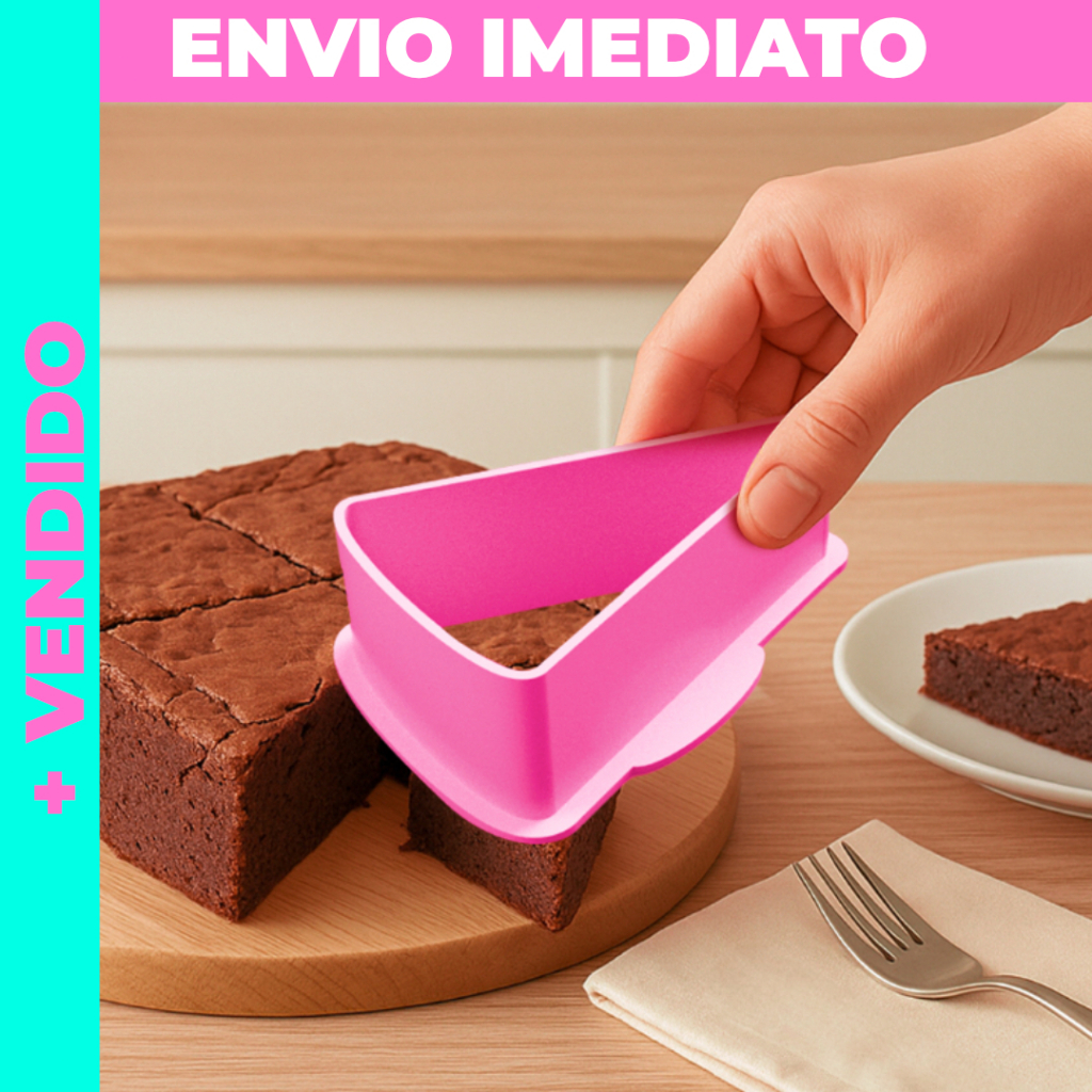 Cortador em formato de fatia de pizza para Brownie
