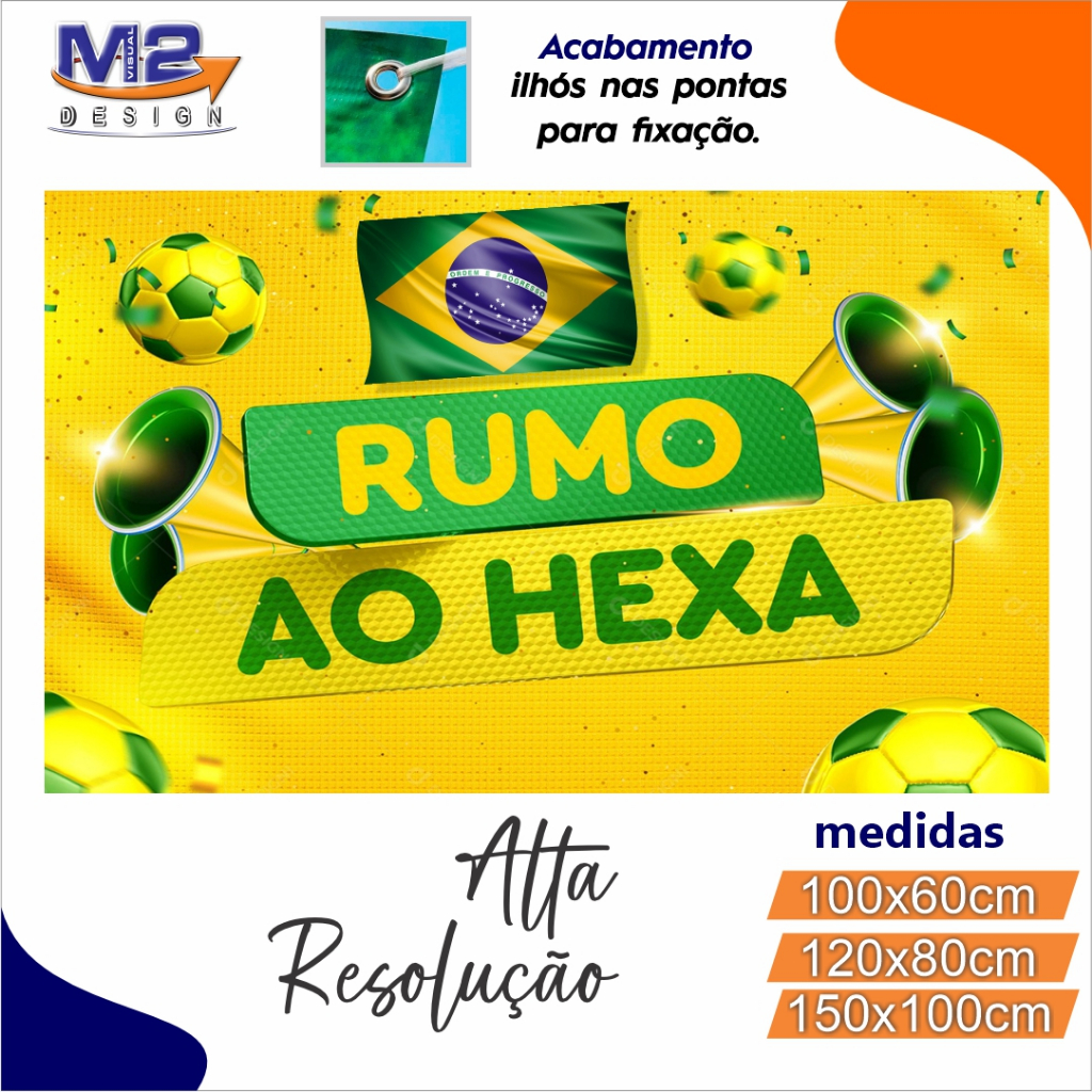 Painel Brasil Rumo ao Hexa Seleção Brasileira Copa do mundo - várias medidas