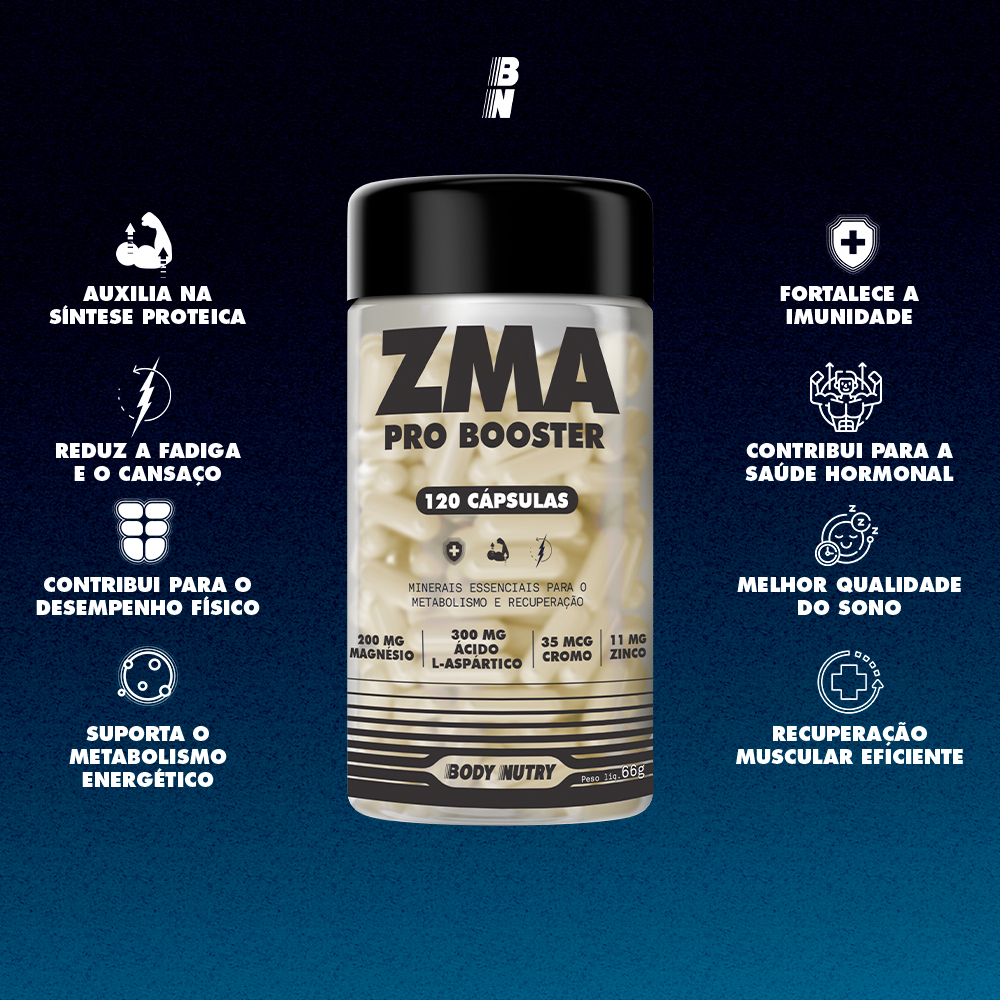 ZMA 120 Cápsulas Pro Booster | Bem-Estar, Energia e Desempenho Físico - Body Nutry · foto 2