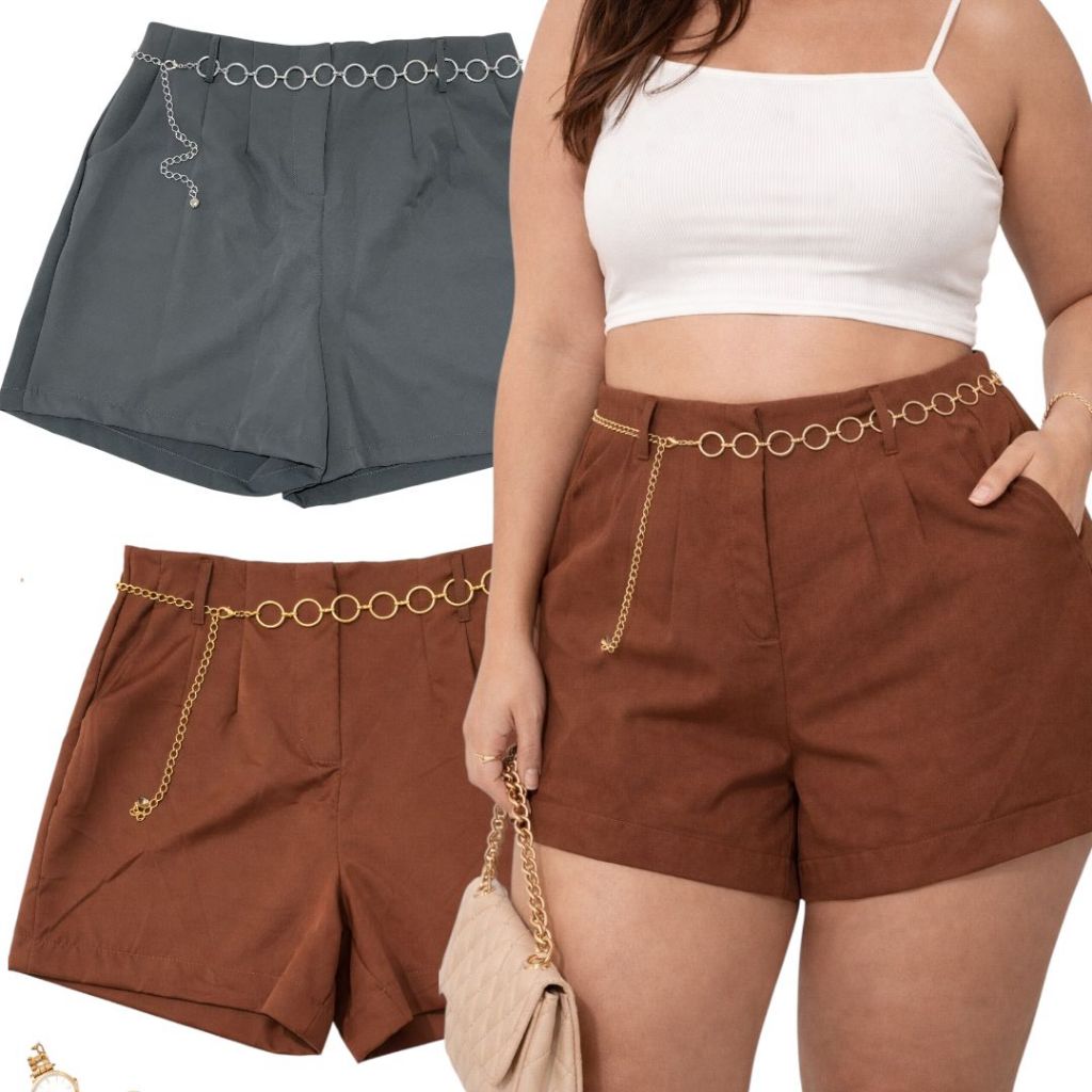 Short Feminino Verão Com Cinto De Brinde Modelo Correntinha Plus Size Moda Feminina Shorts Bermuda Oferta Entrega Rápida