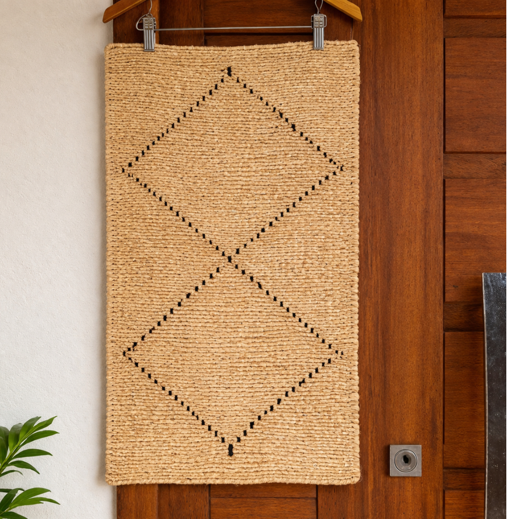 Tapete de Sisal  50x 80 Natural Geométrico Rústico para Sala e Quarto – Decorativo e Durável
