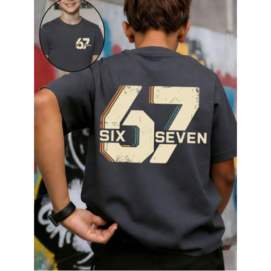 Camiseta Estampada 67 Six Seven 100% Algodão Infantil Unisex Meme Lançamento