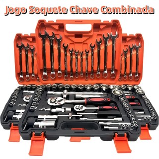 Kit Ferramenta Jogo Soquete Chave Combinada Catraca 61 Pcs