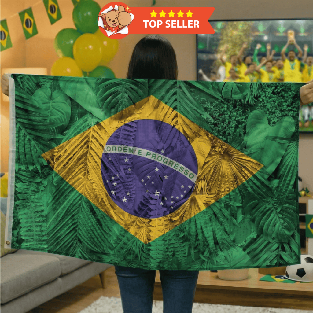 Bandeira do Brasil 150x100 com Espaço para Haste Copa do Mundo Premium