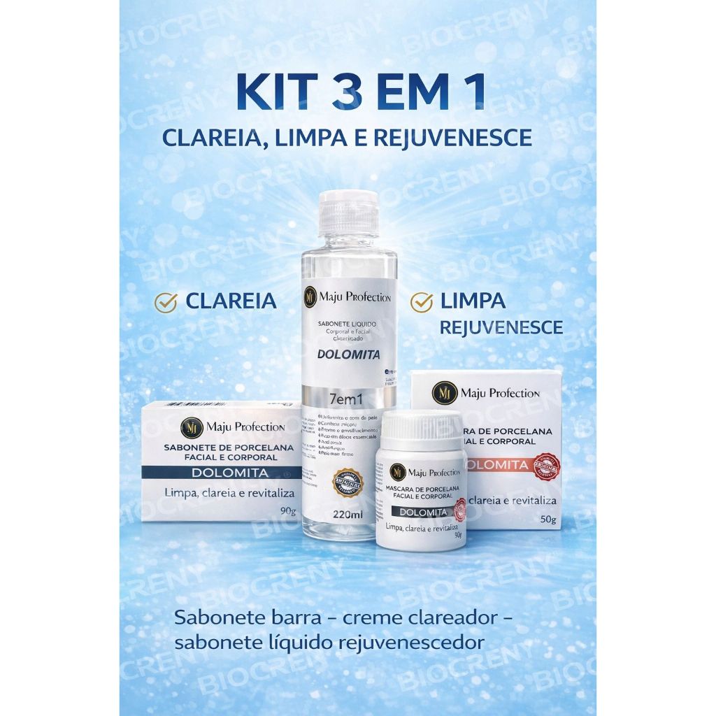 Kit dolomita Tira Manchas Clareador de Pele Acne Melasma Hidratação Sabonete em Barra Pomada Sabonete Líquido