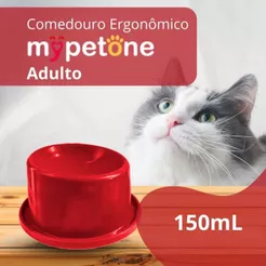 Comedouro Ergonômico Alto 150ml Mypetone Vermelho Adulto