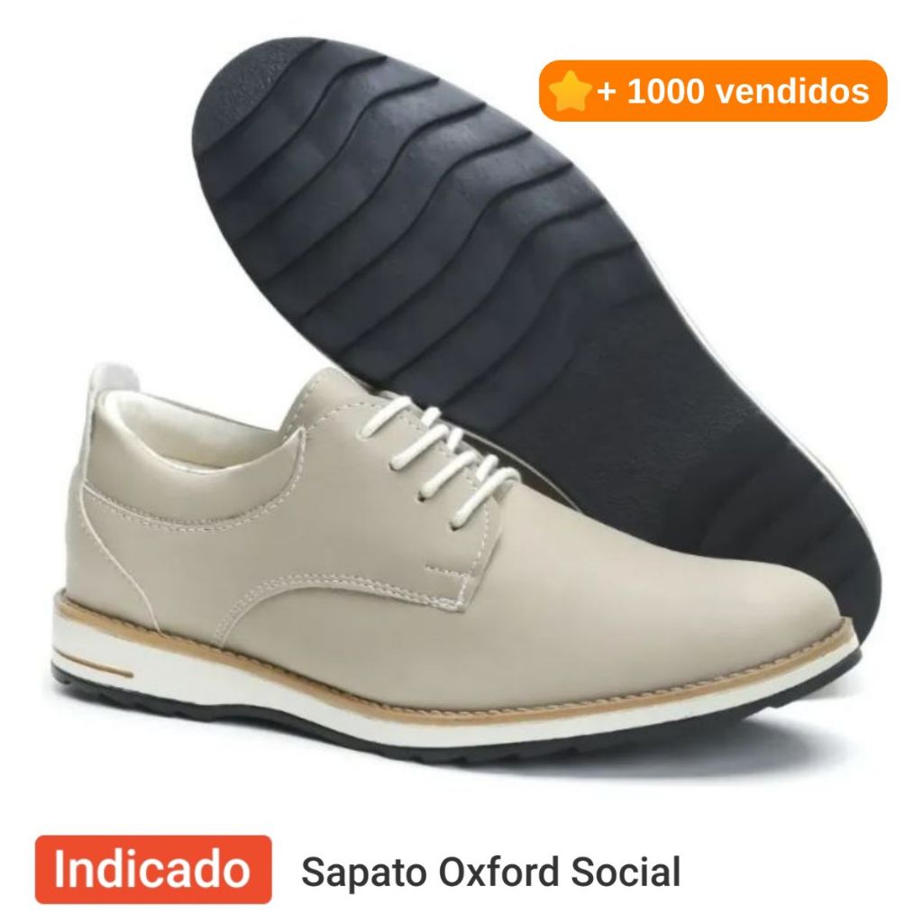 Sapato Masculino Oxford Social Confortável Couro Ecológico Esporte Fino