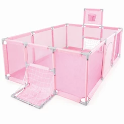 Cercadinho Bebê Grande 180x120x60cm com Tela Baby Bear Rosa Infantil
