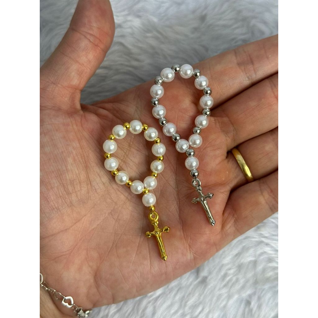 10 unidades Mini Terço Personalizado para Lembrancinha de Batizado/Crisma/Primeira Eucaristia