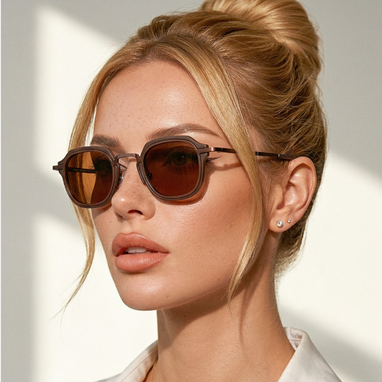 Oculos de Sol Marrom Premium Geométrico Tendencia Vintage Retro Em Alta Blogueira Virginia UV400 em Oferta na Shopee