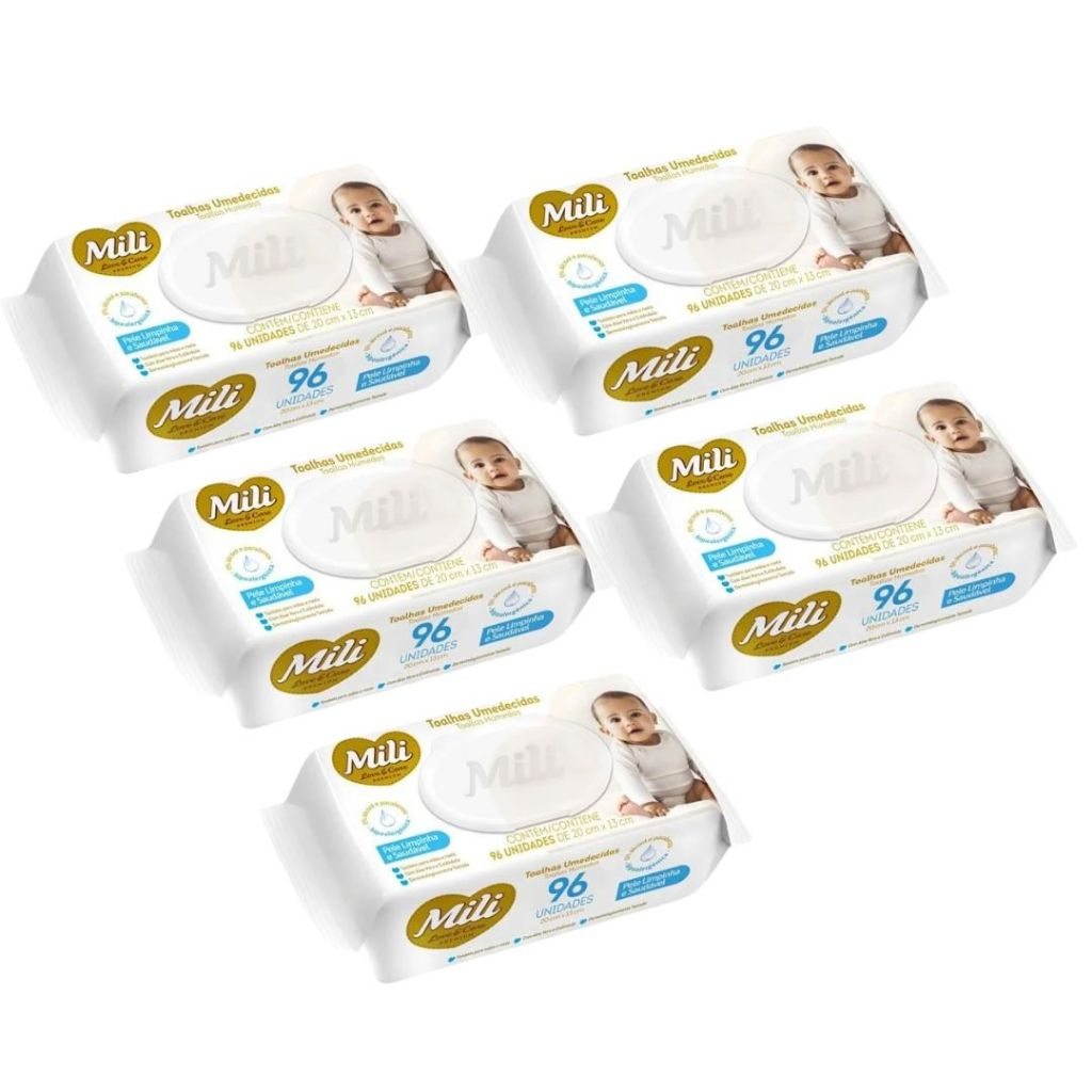 480 Toalhas Umedecidas Mili Love E Care Lenço Umedecido