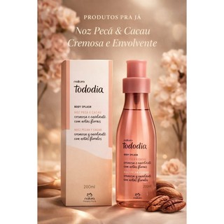 Body Splash Natura Tododia Noz Pecã e Cacau 200ml – Fragrância Cremosa e Envolvente