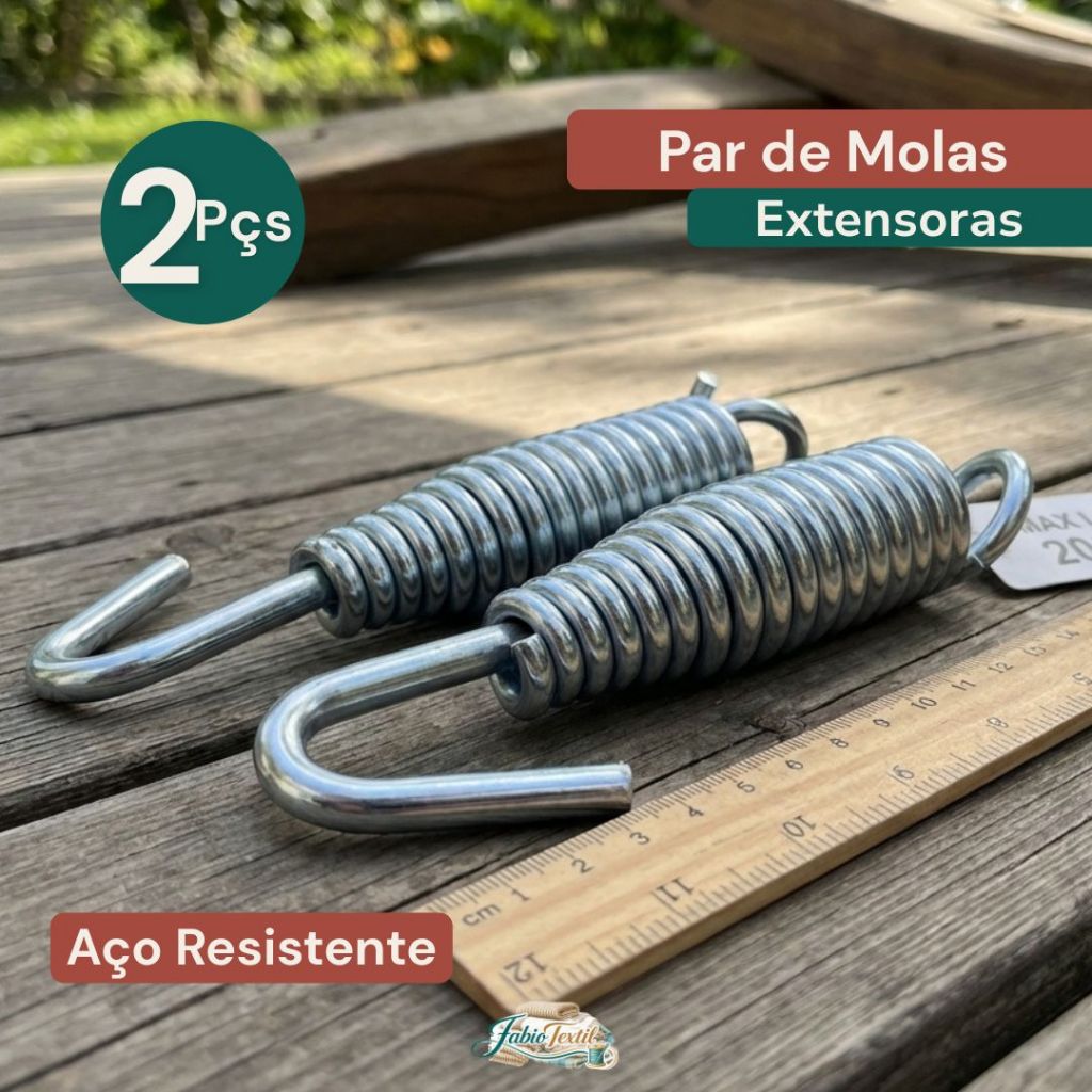 Par De Molas Extensoras Para Rede Dormir Aço Resistente 20cm Suporta até 200kg