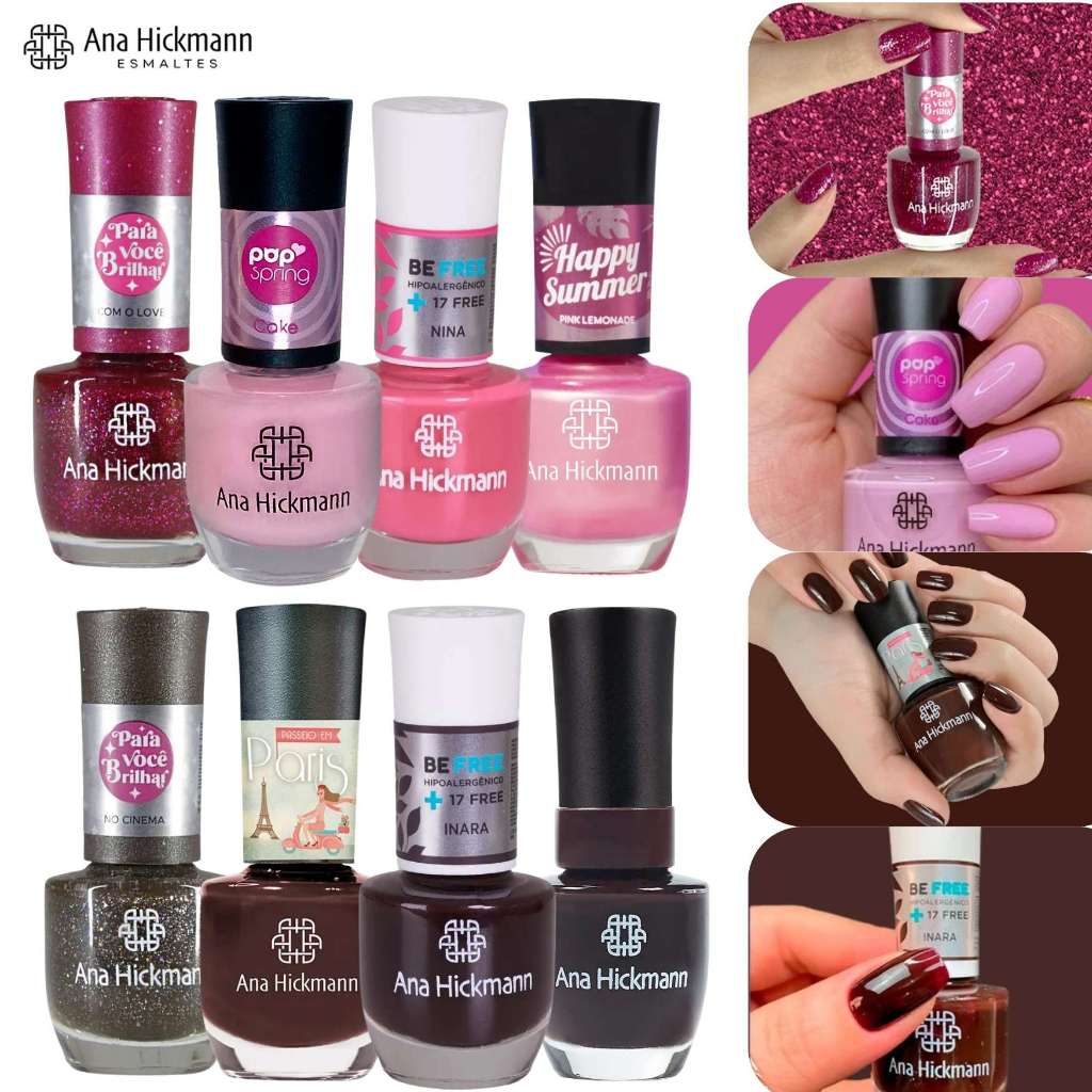 Kit Esmalte Ana Hickmann Tons Nudes Rosa Marrom Kit Manicure Esmalte Atacado