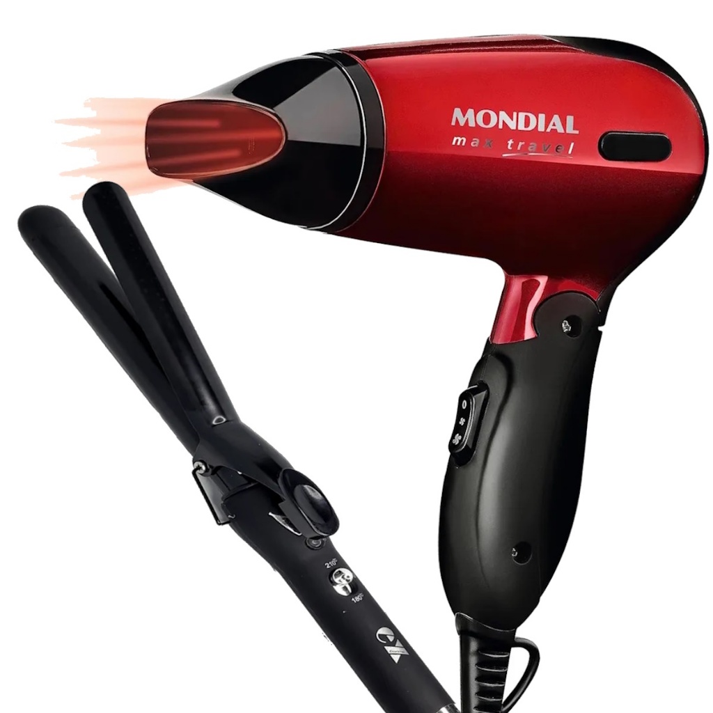 Secador De Cabelo Mondial Mini Dobrável Viagem Hotel Academia 1200w Modelador Cacheador Frizz Bivolt